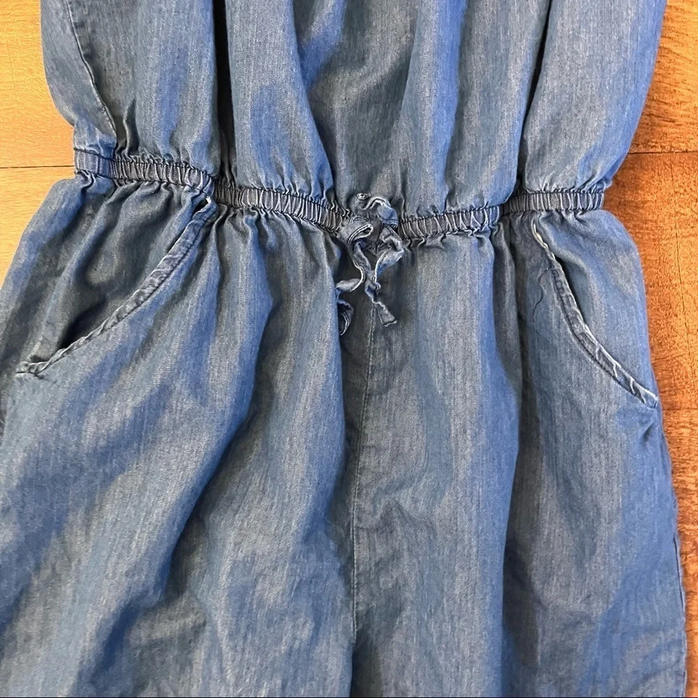 Justice girls romper one piece jeans w/flower design Sz 20 elastic pockets